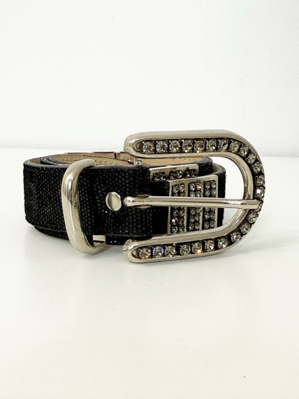 Leatherock Black Rhinestone Western Leather Belt Women’s M/L Country Bling